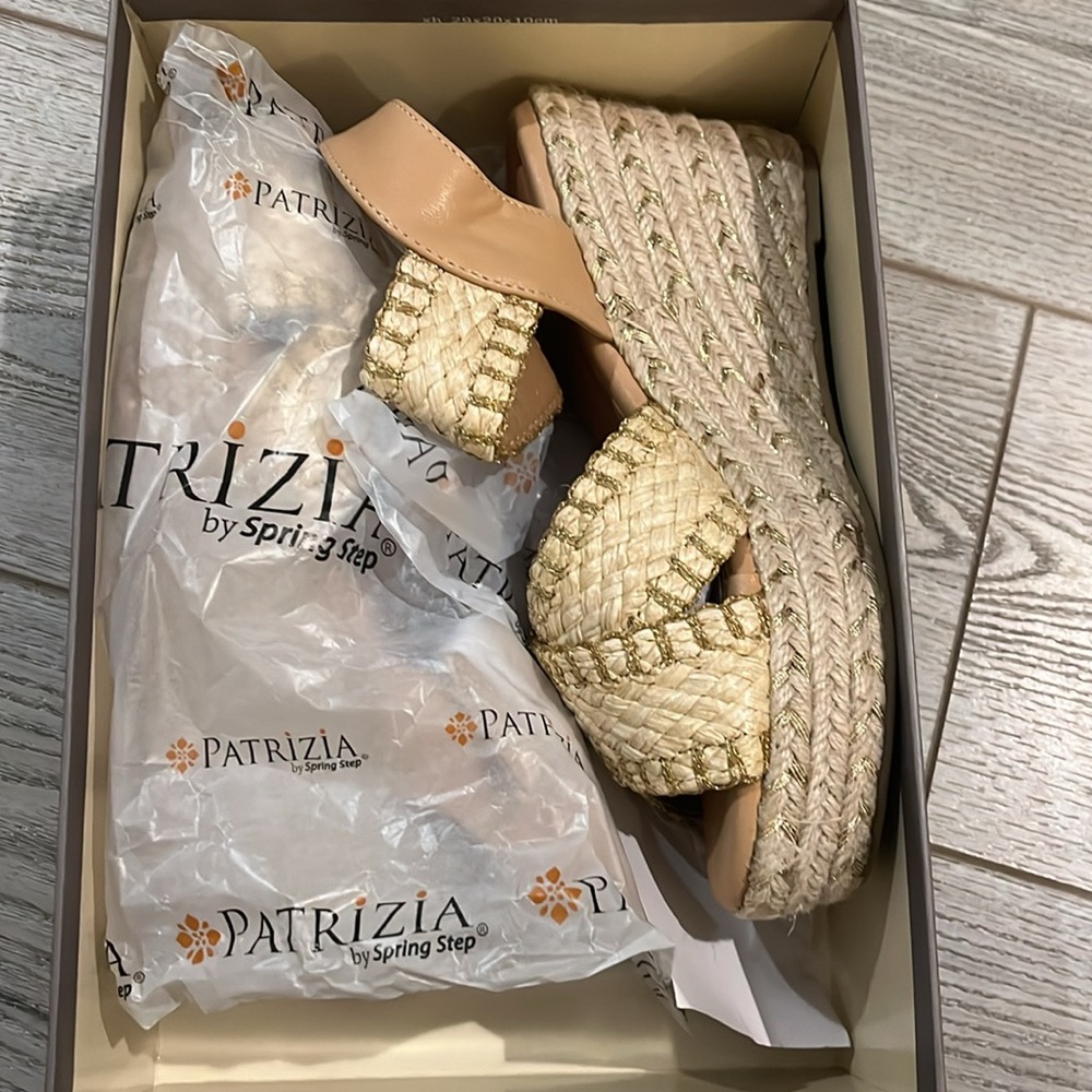 Patrizia Raffia Metallic Wedges